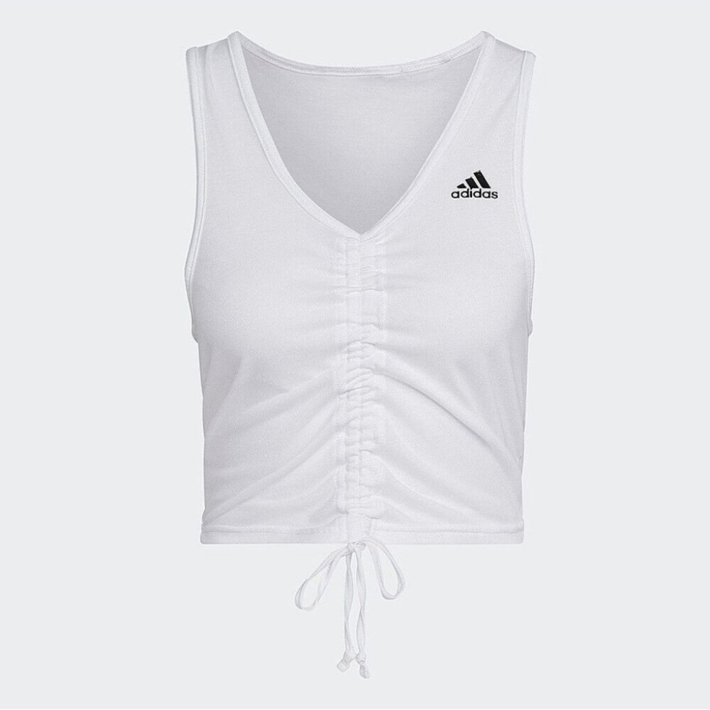 NWT Adidas White Cropped Ruched Tank Top Size Medium
